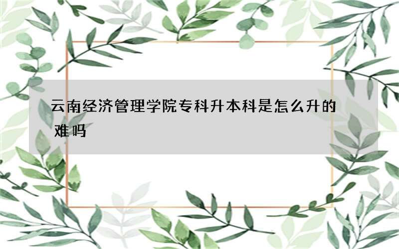 云南经济管理学院专科升本科是怎么升的 难吗